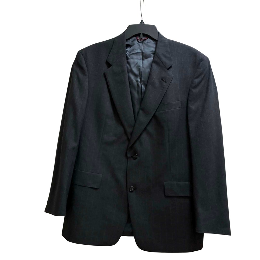 Hart Schaffner Marx Blazer Mens 44R Charcoal Gray Pinstripe Wool Suit